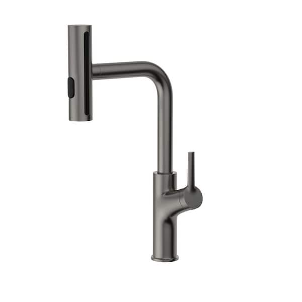 Unbranded 17 in. Single Handle 360° Spout Swivel Pull Down Sprayer Kitchen Faucet with Advanced Spray in Gunmetal Black