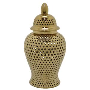 Ceramic Jar with Carved Lattice Design