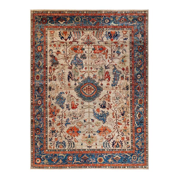 Serapi Light Gray 9 ft. x 12 ft. Tribal Wool Indoor Area Rug