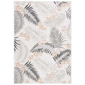 Sunrise Ivory/Gray Black 4 ft. x 6 ft. Oversized Tropical Reversible Indoor/Outdoor Area Rug