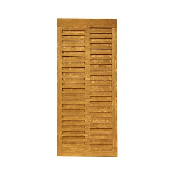 CALHOME 24 in. x 84 in. Japanese Series Pre Assemble Walnut Stained Wood Interior Sliding Barn Door Slab