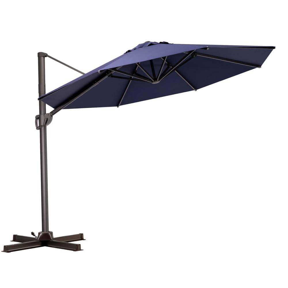 12 x 12 ft. Outdoor Round Heavy-Duty 360° Rotation Cantilever Patio Umbrella in Navy Blue -  Pellebant, PB-PU049NAV-N1