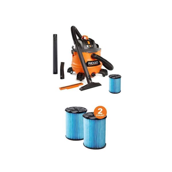 RIDGID 14 Gal. 6.0 Peak HP NXT Wet Dry Vac with Filter plus VF5200 Fine Dust Filter (2-Pack)