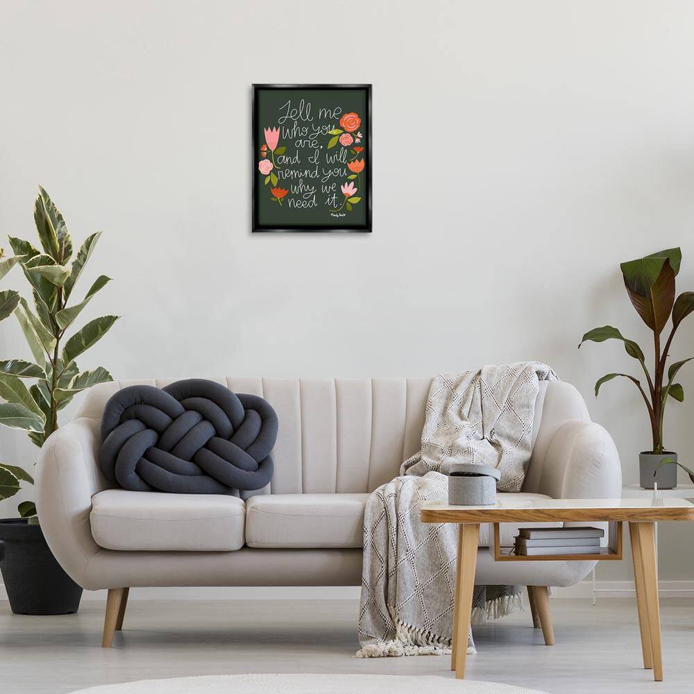 Inspiring Quote with Florals Black Floater Frame Typography Graphic Art Print 21 in. x 17 in. price history on PriceWatchPro