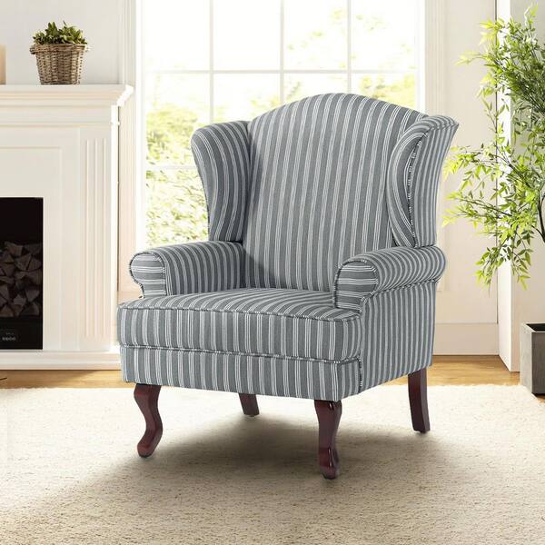 Uixe Mid-Century Retro Style Stripe Gray Linen Upholstered