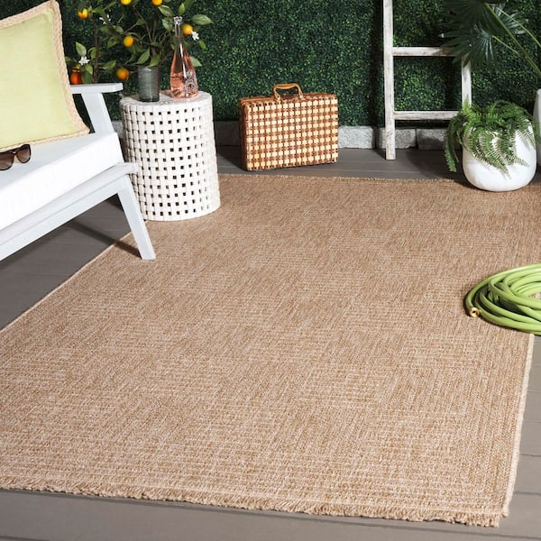 Retreat Natural 8 ft. x 10 ft. Solid Geometric Indoor/Outdoor Area Rug