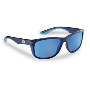 Double Header Polarized Sunglasses Matte Navy Frame with Smoke Blue Mirror Lens