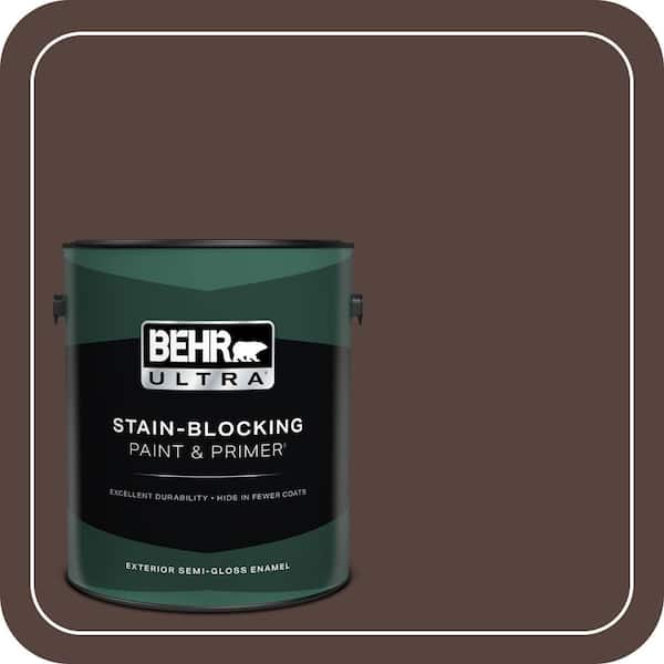 BEHR ULTRA 1 gal. #PPF-51 Dark Walnut Semi-Gloss Enamel Exterior Paint & Primer