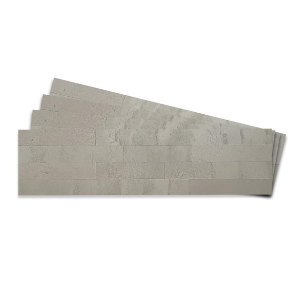 Tic Tac Tiles Concrete 12pcs Smoky White 24 in. x 6 in. Other Peel and Stick Tile Decorative Backsplash (11.6 sq.ft./Pack)