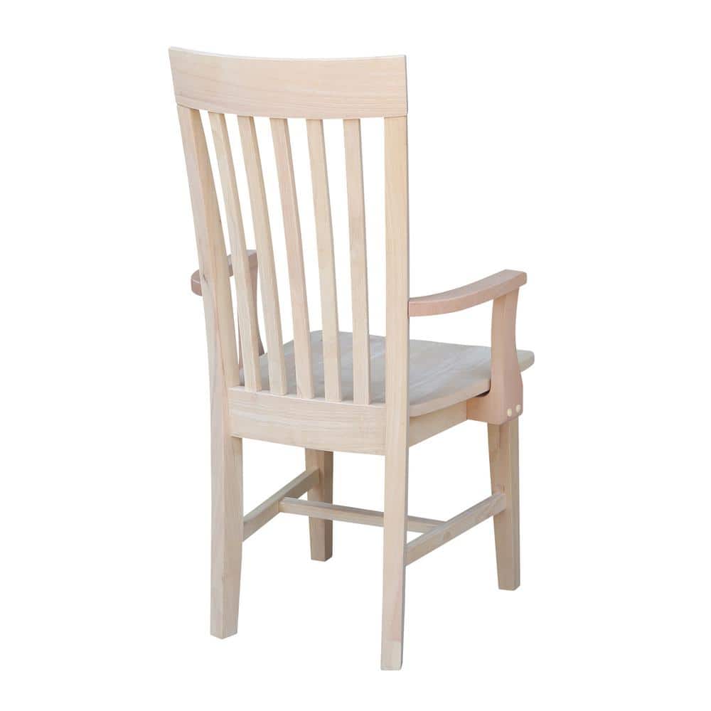 Elegant Tall Mission Brown Wood Slat Arm Chair