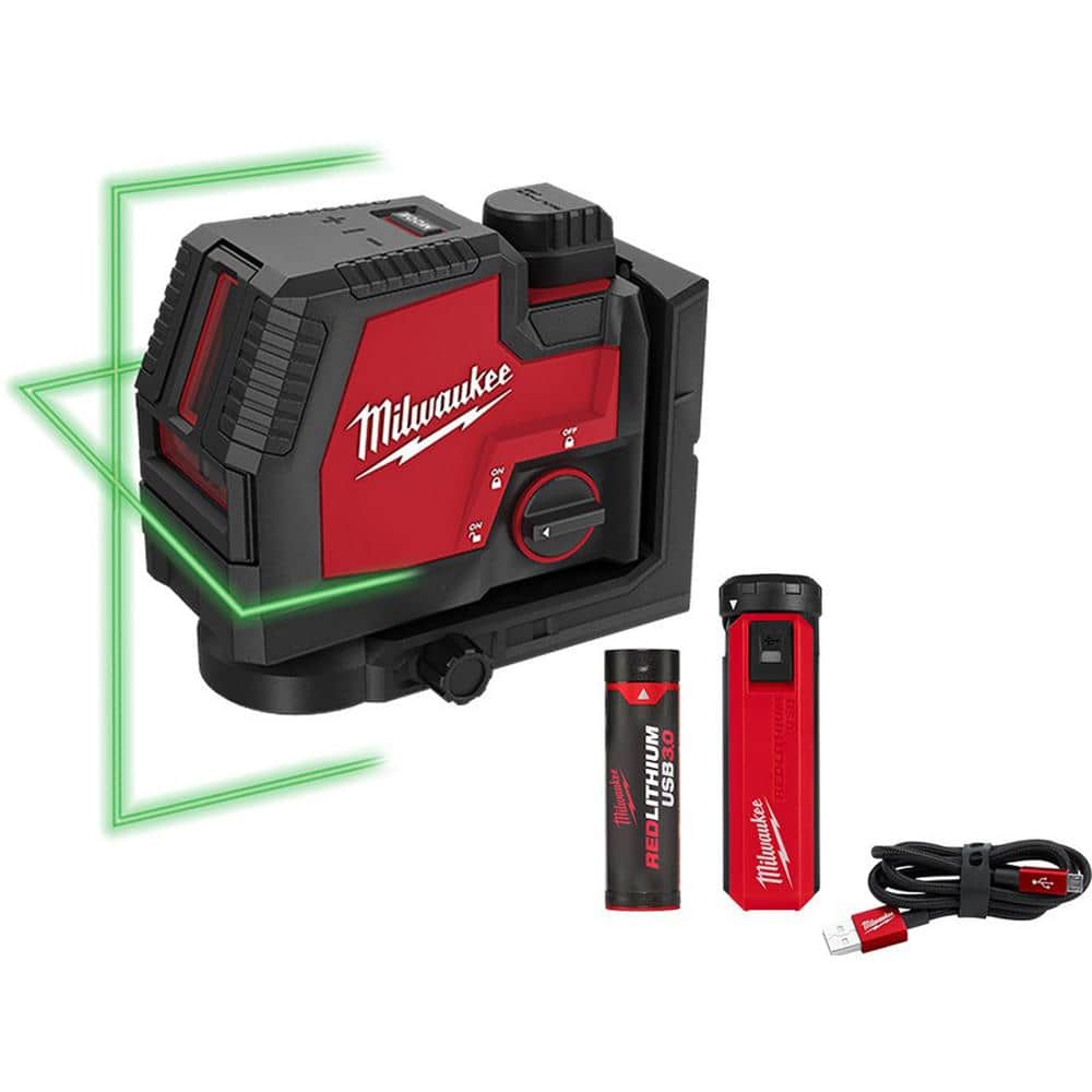 100 ft. REDLITHIUM Lithium-Ion USB Green Rechargeable Cross Line Laser Level w/ USB Charger & Portable Power Source Kit price history on PriceWatchPro