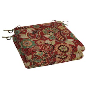 Chili Paisley Square Outdoor Seat Cushion (2-Pack)