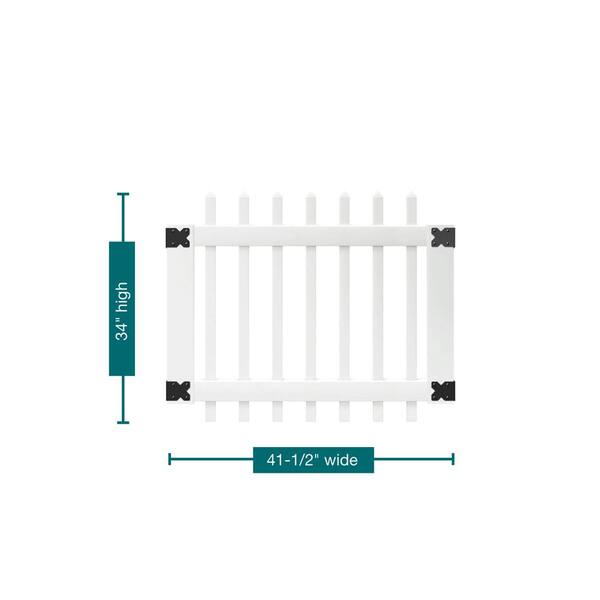 Veranda 3-1/2 ft. W x 3 ft. H White Vinyl Chelsea Spaced Picket Fence Gate