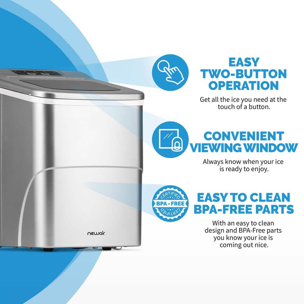 Newair 26 lb Silver Portable Countertop Ice Maker