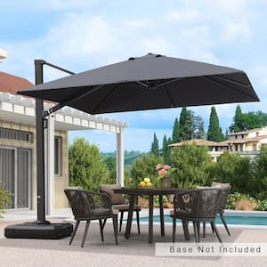 10 ft. Square Patio Umbrella Aluminum Large Cantilever Umbrella for Garden Deck Backyard Pool in Gray