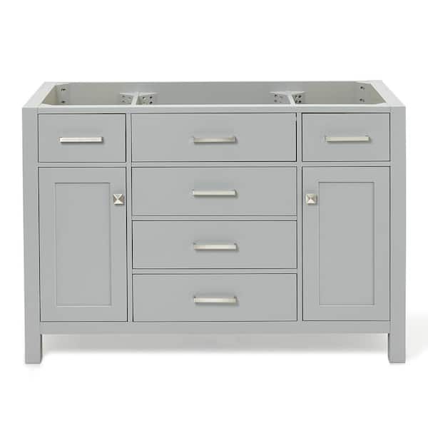 BEAUMONT DECOR Hampton 48 in. W x 21.5 in. D x 34.5 in. H Freestanding Bath Vanity Cabinet Only in Grey