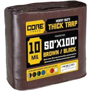 50 ft. x 100 ft. Brown/Black 10 Mil Heavy Duty Polyethylene Tarp, Waterproof, UV Resistant, Rip and Tear Proof