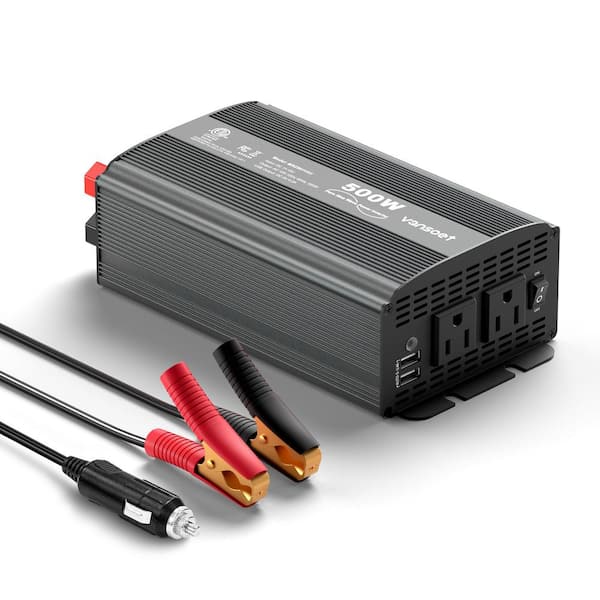 Lukyamzn Isolated Voltage Protection 500W Power Inverter DC to AC Car Charger Plug Inverter in Black with USB Charging Ports