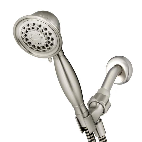 Waterpik 3-Spray Patterns 3.25 in. Single Wall Mount Adjustable Handheld Shower Head in Brushed Nickel