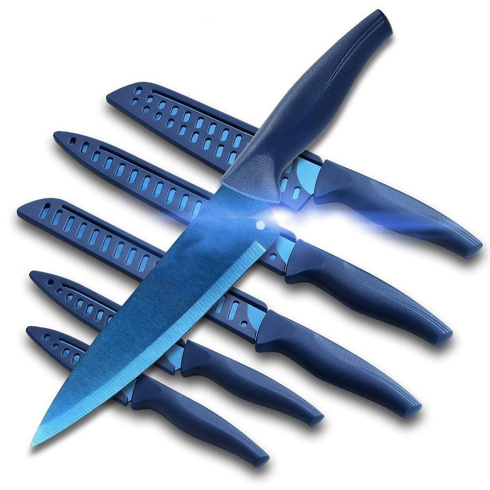 6-Piece Stainless Steel Sharp Kitchen Knife Set in Blue with Covers for Cooking, Dishwasher Safe price history on PriceWatchPro