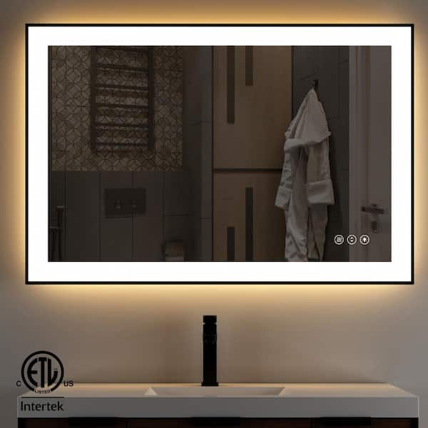 TOOLKISS 48 in. W x 36 in. H Rectangular Frameless LED Light Anti-Fog Wall  Bathroom Vanity Mirror with Backlit and Front Light TK19268 - The Home Depot