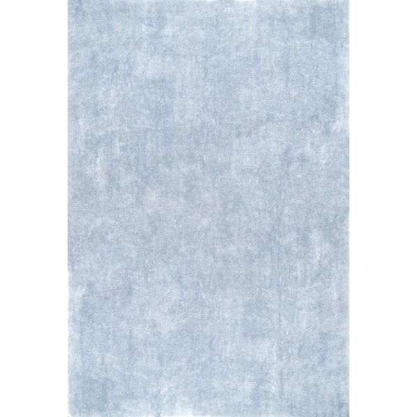nuLOOM Loni Solid Machine Washable Shag Light Blue Doormat 4 ft. x 4 ft. Area Rug
