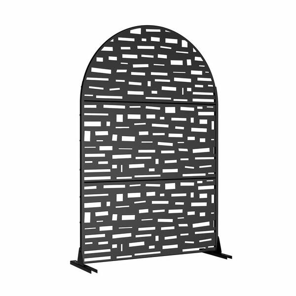 Cadeninc 3.92 ft. x 6 ft. Arched Metal Privacy Screen Fence Panel - Black