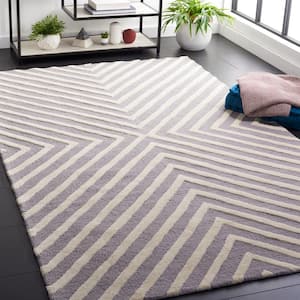 Cambridge Silver/Ivory 10 ft. x 10 ft. Square Striped Geometric Area Rug