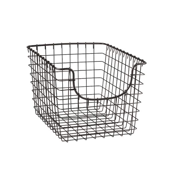 Oceanstar Stackable Metal Wire Storage Basket Set for Pantry, Countertop,  Kitchen or Bathroom - Black (Set of 2) BSM1804 - The Home Depot