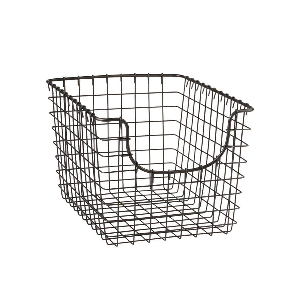 Vintage Chic Scoop Wire Storage Basket 10.4" Industrial Gray