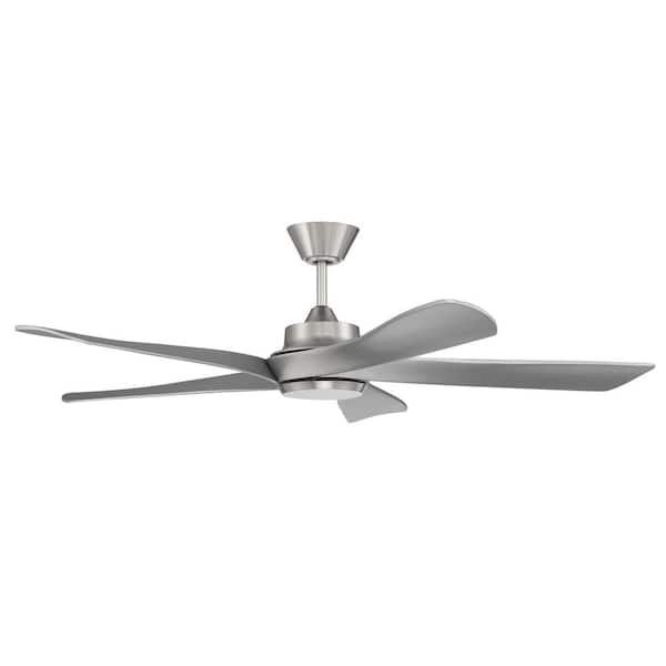 CRAFTMADE Captivate 52 in. Dual Mount Indoor 6-Speed Brushed Polished Nickel Finish Ceiling Fan with Remote/Wall Control Included
