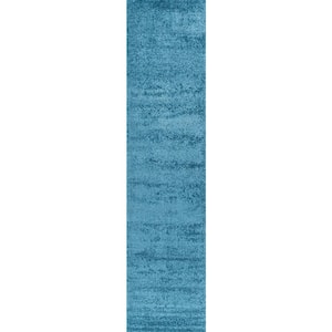 Haze Solid Low-Pile Turquoise 2 ft. x 10 ft. Runner Rug