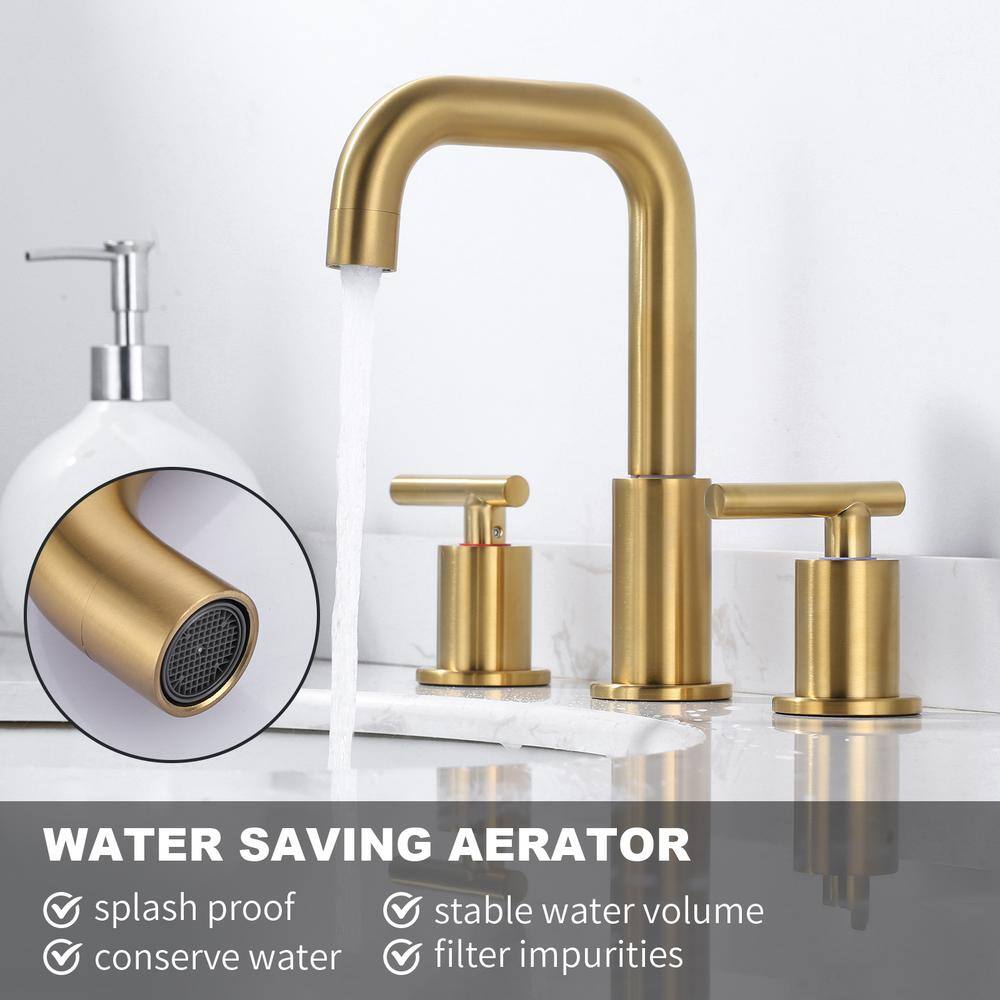 Brushed Gold Stainless Steel Double Handle Bathroom Faucet