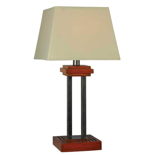 Kenroy Home Hadley 31 in. Cherry with Grey Accents Outdoor Table Lamp
