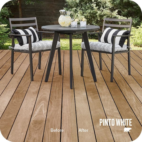 5 gal. #ST-337 Pinto White Semi-Transparent Waterproofing Exterior Wood Stain and Sealer