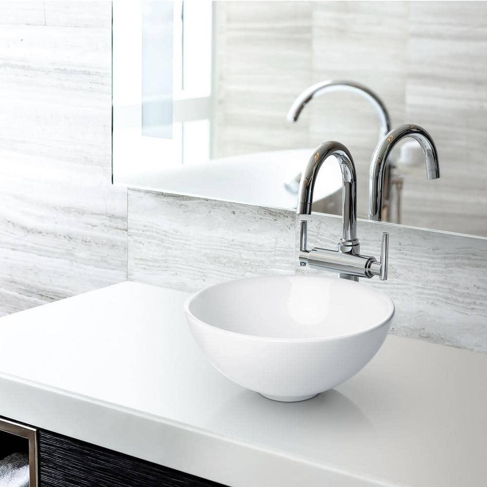 Miligore 13'' White Ceramic Round Above-Counter Sink
