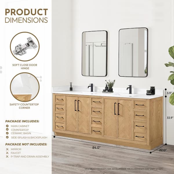 ROSWELL Jakarta 84 in. W. x 22 in. D x 33.9 in. H Double