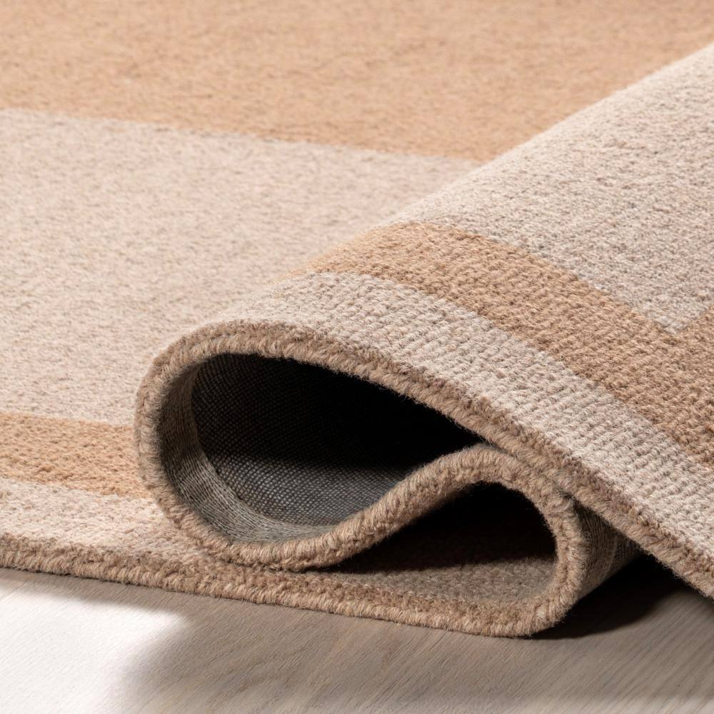 Beige Two-Tone Wool Flat Woven 8' x 10' Area Rug