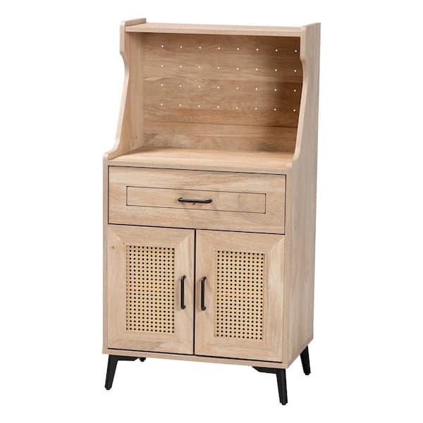 Pavone Oak Brown and Black Wood 23.6 in. Kitchen Cabinet
