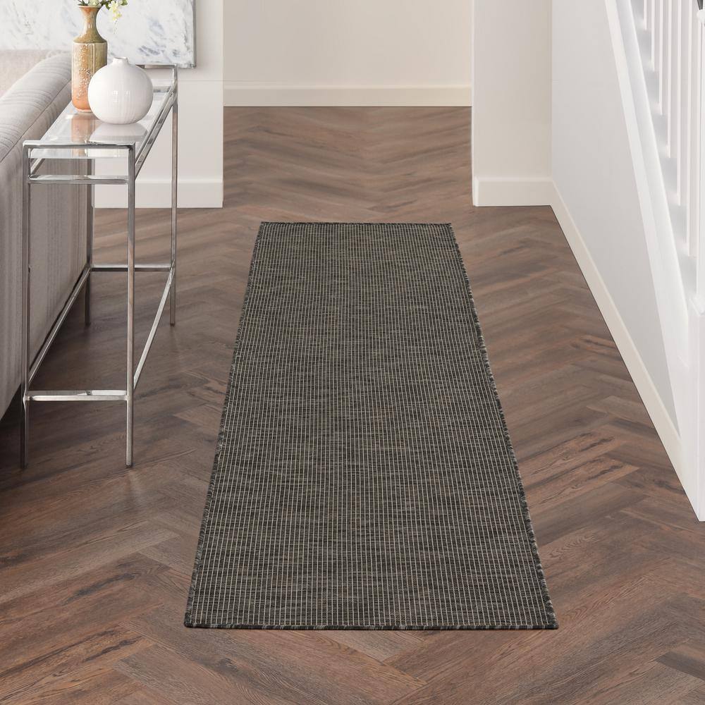 Charcoal Flat Woven Synthetic Runner Rug 2'2" x 8'0"