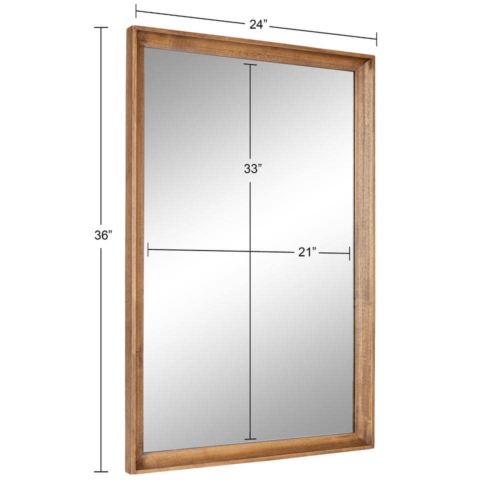 Rustic Brown Rectangular Wooden Wall Mirror 24" x 36"