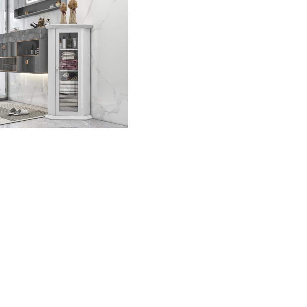 Modern 16.1 in. W x 16.10 in. D x 42.40 in. H White Linen Cabinet Tall Corn
