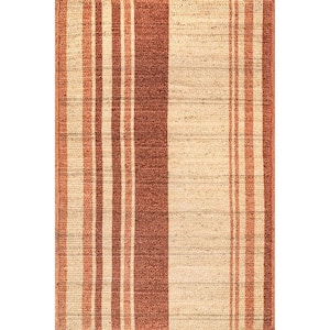 Brown 5 ft. x 8 ft. Rubi Braided Stripes Jute Area Rug