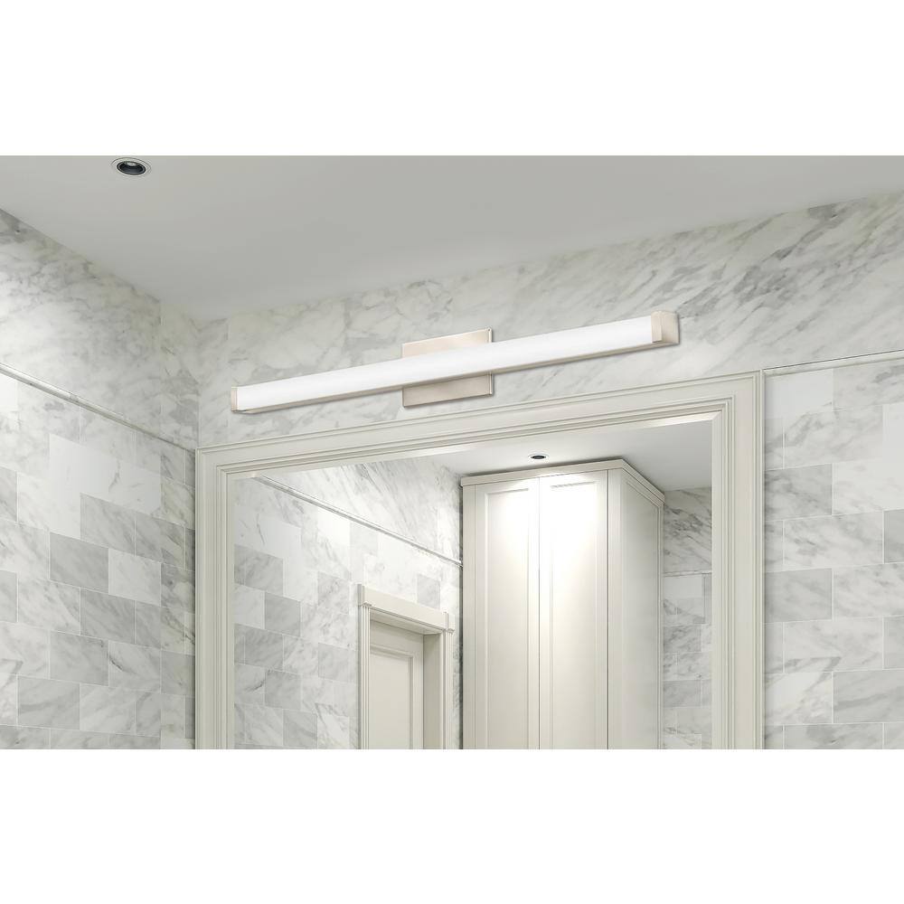 Contemporary 33'' Nickel Brushed Square LED Vanity Light