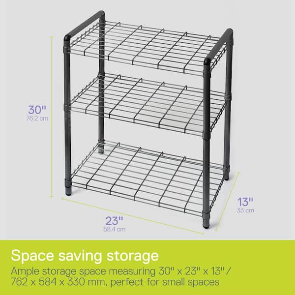 Delta Design Art of Storage Quick Rack 3 Shelf Shelving Unit, Black