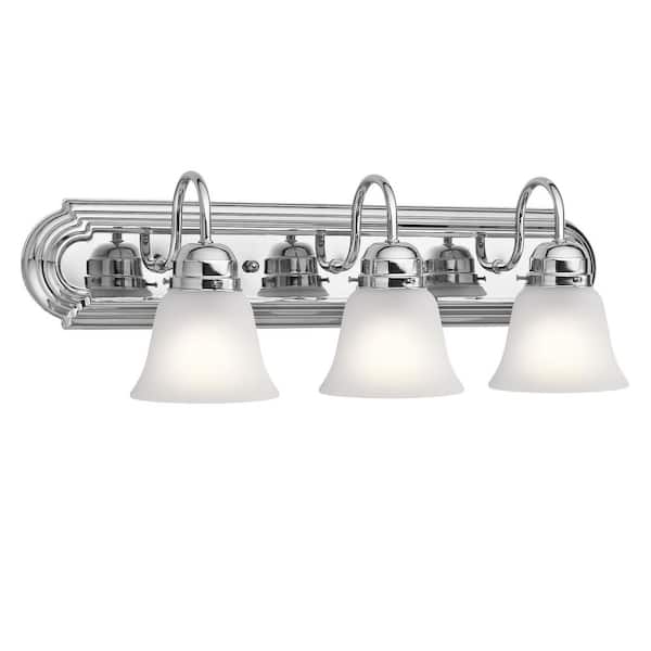 Independence 24 in. 3-Light Chrome Traditional Bathroom Vanity Light with Frosted Glass Shade