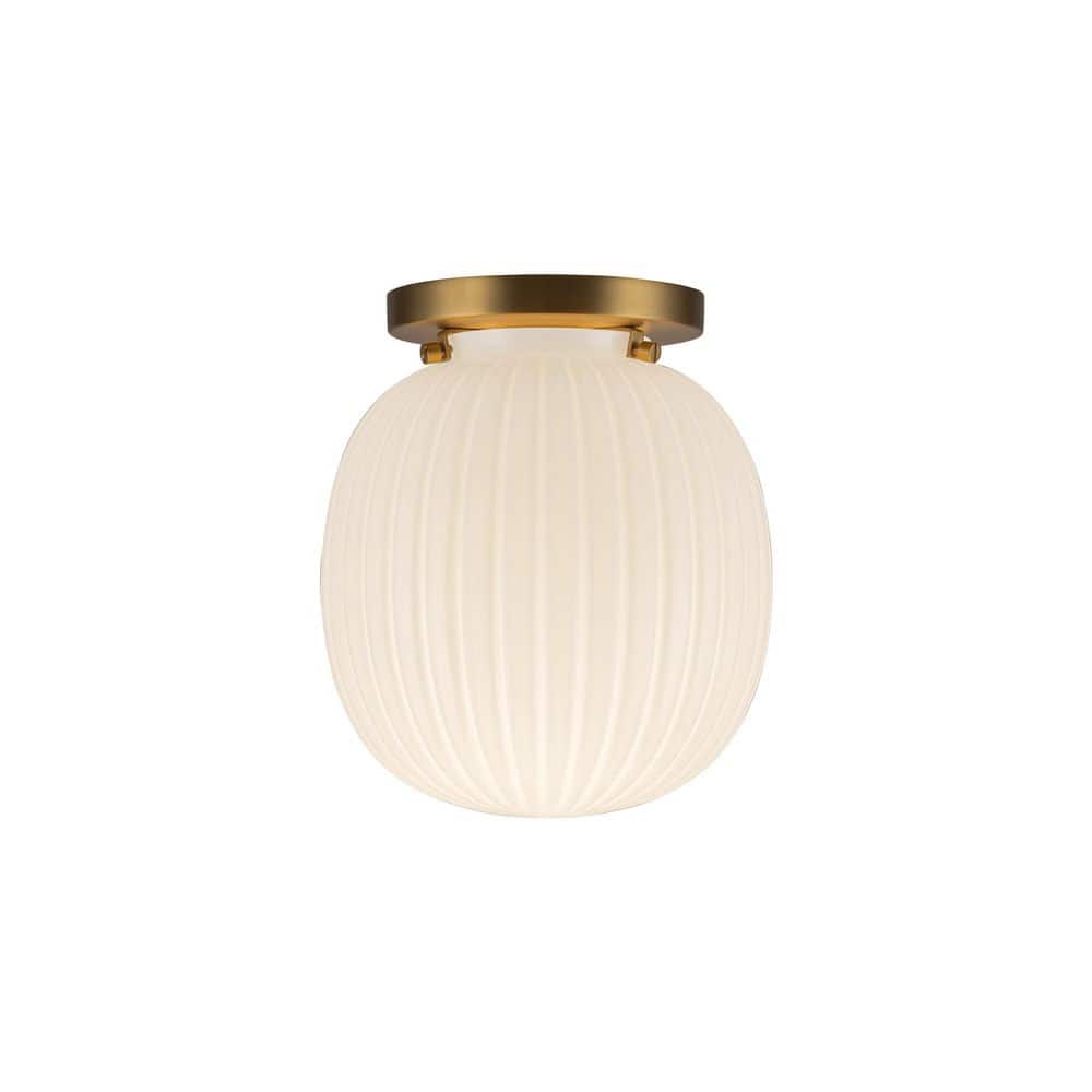 Cherise 7-in 1 Light 60-Watt Brushed Gold/Glossy Ribbed Opal Glass Semi-Flush Mount price history on PriceWatchPro