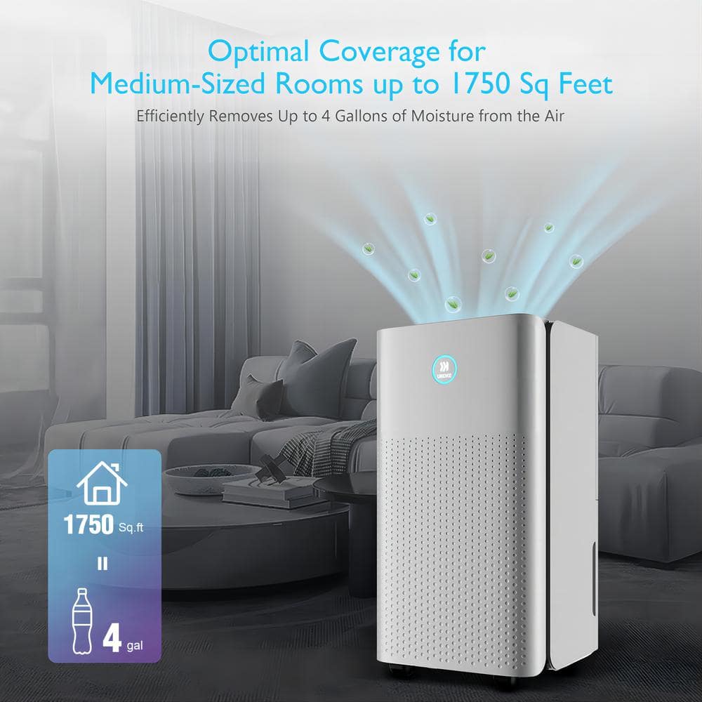 1750 Sq. Ft White Portable Dehumidifier with Touch Control