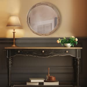 Luna 26 in. W x 26 in. H Natural Wall Mirror