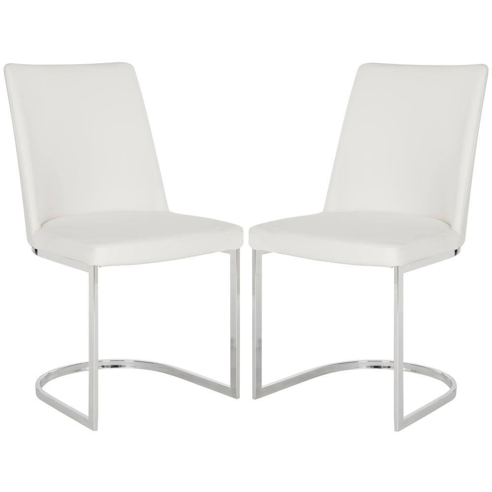 Parkston 18 in. White Leather Side Chair (Set of 2)